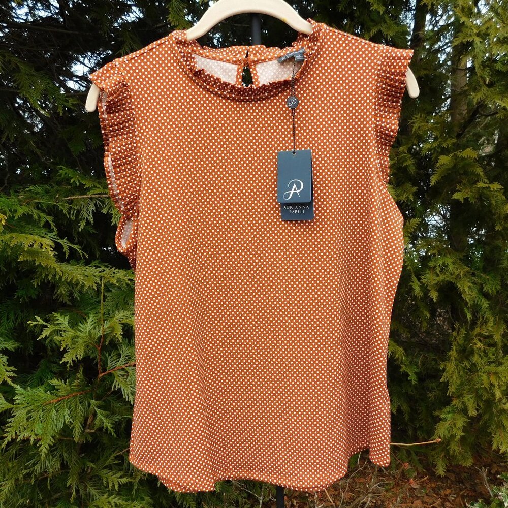 Adrianna Papell Sleeveless Polka Dot Blouse NWT